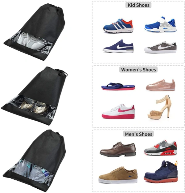 GRAH SANGRAH® Shoe Bags, Portable Travel Shoe - Packing Organizers for Men and Women 12 x 16-inch Pack of 10 - Free Size, Cream